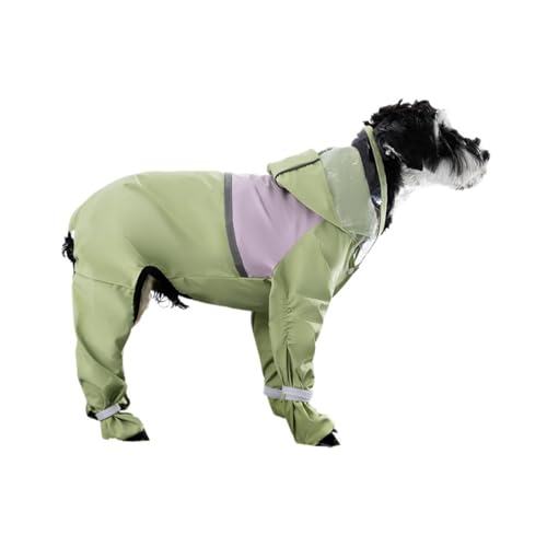 Regenmantel für Hunde, wasserdicht, mit Loch für die Leine für die Kapuze, für kleine, mittelgroße Hunde, Grün, Größe L von KXWDKJ