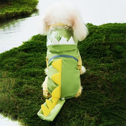 Regenmantel für kleine Hunde, Teddy, mit Kapuze, reflektierenden Streifen, Loch für kleine Hunde, Grün, Größe XXL von KXWDKJ