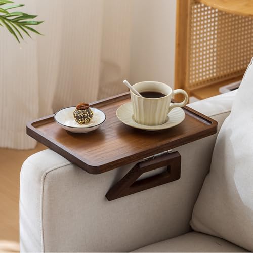 Sofa Armlehne Tablett Armlehne Tisch Holz für Getränke Snacks Fernbedienung oder Telefon (Braun) von KXWDKJ