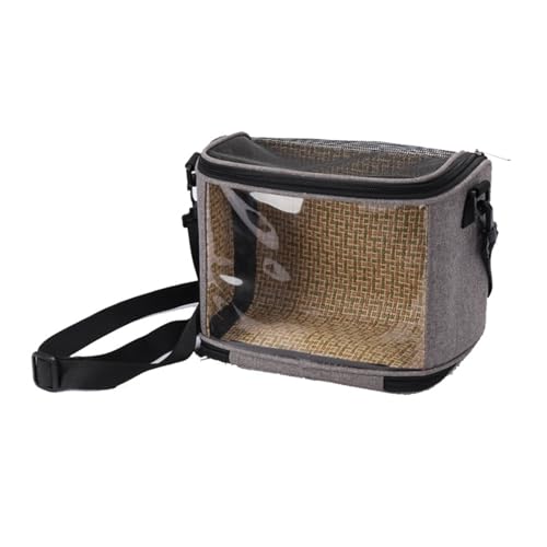 Vogel-Tragetasche, PVC-Rattan-Futter, Panoramablick mit atmungsaktivem Netz auf der Oberseite, für Pfingstrosen, kleine Sonne, Tigerhaut, Mönch (Grau) von KXWDKJ