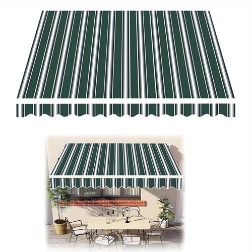 Ersatzstoff für Außenmarkise, einziehbar, Polyester-Segeltuch, Fenster-Sonnenschutz, 400 x 300 cm, Grün von KXWOQ3ED