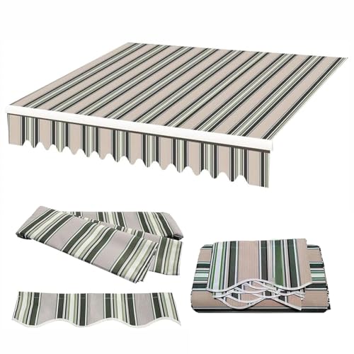 KXWOQ3ED Terrassenmarkise Ersatzstoff, Sonnenschutz Markisenbespannung, Markisenstoff mit Volant, Wasserabweisend Markisen Ersatzstoff Polyester Canvas(23x11.5ft/700x350cm) von KXWOQ3ED