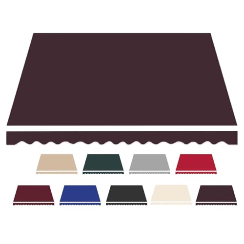 Markisenbespannung for Einziehbare Balkonmarkisen, Markisen Ersatzstoff mit Volant, Markise Canvas Wasserdichtes Markisenstoff Markisentuch for Fenster Tür Markt(Brown,8x6.5ft/250x200cm) von KXWOQ3ED