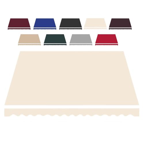 Markisenbespannung for Einziehbare Balkonmarkisen, Markisen Ersatzstoff mit Volant, Markise Canvas Wasserdichtes Markisenstoff Markisentuch for Fenster Tür Markt(White,8x6.5ft/250x200cm) von KXWOQ3ED