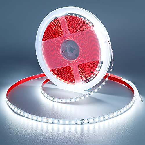 GOMING 10M LED Strip Kaltes Weiß 6000K 24V LED Streifen 1200 LEDs SMD2835 LED Band Selbstklebend Hohe Helligkeit 7200Lm Nicht Wasserdicht IP20 Lichtband für Innen Heim Deko(Netzteil nicht Enthalten) von GOMING