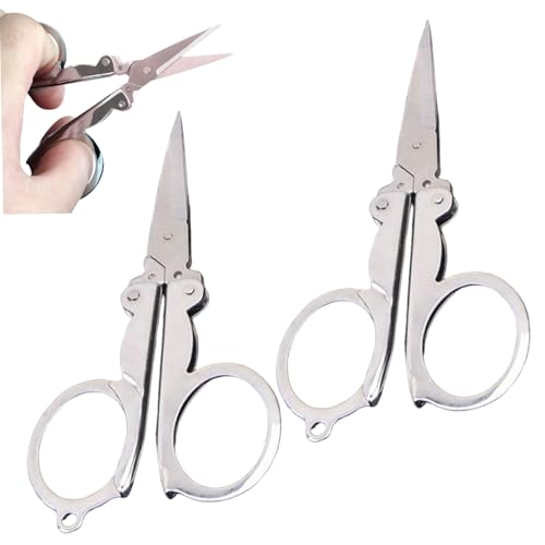 2pcs Reiseschere hängende tragbare Metallfaltbare Schere Mini Perfekt perfekt für Bastelcamping -Fischerei im Freien von KYEQATY