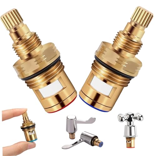 2pcs Wasserhahnpatrone Ersatz 1/2 Zoll, Kurve 20 Spline -Messing -Keramik -Wasserhahn -Patronen ideal für heißes kaltes Wasser von KYEQATY