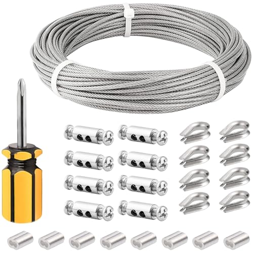 Drahtseil -Kit 65, 6ft Edelstahldrahtseil mit Zubehör Wäscheleine Rückziehung im Freien perfekt zum Aufhängen des Kletternfahrzeugs Drahtseil -Kit 65, 6ft Edelstahldrahtseil mit Zubehör Wäscheleine Rückziehung im Freien perfekt zum Aufhängen des Kletternfahrzeugs von KYEQATY