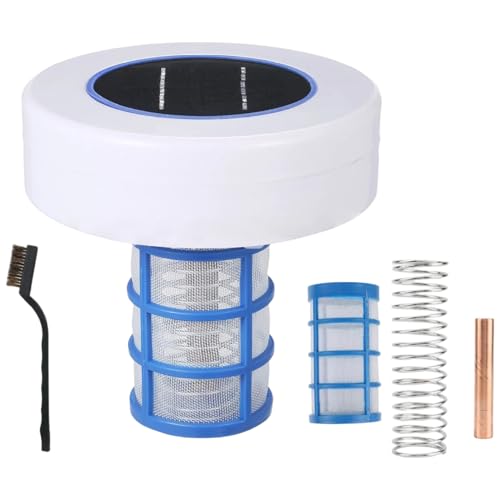 KYEQATY Solar-Pool-Ionisator, schwimmender automatischer Pool-Ionisator mit Bürste, ideal zur Reduzierung von Chlor, Reinigung von Wasser von KYEQATY