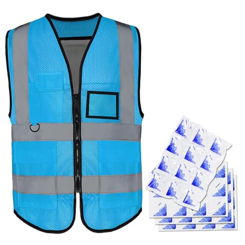 Kühlweste reflektierende Streifen feine Mesh Kühljacke mit Eisbeutel für Outdoor Fischerei Fischerei Gartensportarten im Freien Kühlweste reflektierende Streifen feine Mesh Kühljacke mit Eisbeutel für Outdoor Fischerei Fischerei Gartensportarten im Freien von KYEQATY