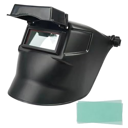 Schweißhelm Kopfbedeckung Verstellbares Flip -Front -Schweißhaube Kopfbedeckung mit quadratisch sichtbarem Fenster Voller Schutz für Männer Frauen von KYEQATY
