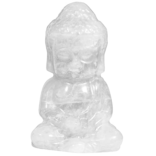 KYEGYWO 5 cm Bergkristall Handgeschnitzt Kristall Baby Buddha Figur, Stein Glücksbuddha Statuen Buddhistischer Decor Heilstein Talisman Fengshui Skulptur Ornament für Reiki Heilung und Meditation von KYEYGWO
