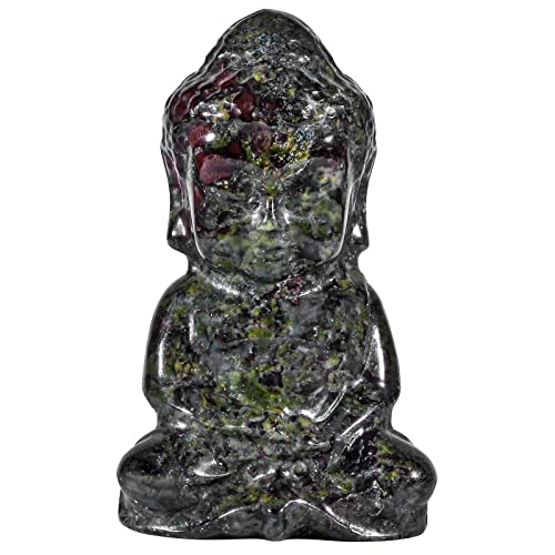 KYEGYWO 5 cm Drachenblutstein Handgeschnitzt Kristall Baby Buddha Figur, Stein Glücksbuddha Statuen Buddhistischer Decor Heilstein Talisman Fengshui Skulptur Ornament für Reiki Heilung und Meditation von KYEYGWO