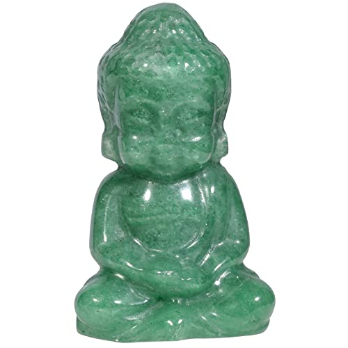 KYEGYWO 5 cm Grüner Aventurin Handgeschnitzt Kristall Baby Buddha Figur, Stein Glücksbuddha Statuen Buddhistischer Decor Heilstein Talisman Fengshui Skulptur Ornament für Reiki Heilung und Meditation von KYEYGWO