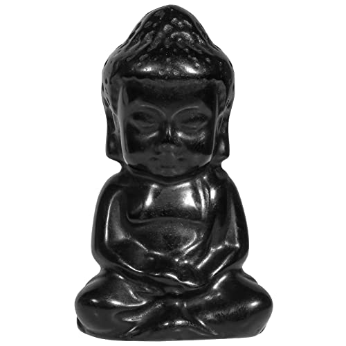 KYEGYWO 5 cm Obsidian Handgeschnitzt Kristall Baby Buddha Figur, Stein Glücksbuddha Statuen Buddhistischer Decor Heilstein Talisman Fengshui Skulptur Ornament für Reiki Heilung und Meditation von KYEYGWO