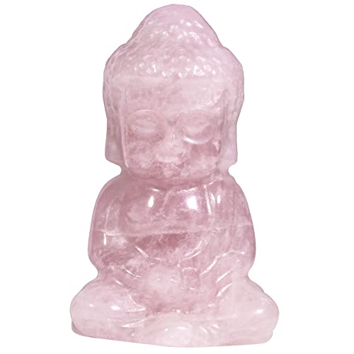 KYEGYWO 5 cm Rosenquarz Handgeschnitzt Kristall Baby Buddha Figur, Stein Glücksbuddha Statuen Buddhistischer Decor Heilstein Talisman Fengshui Skulptur Ornament für Reiki Heilung und Meditation von KYEYGWO