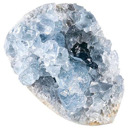 KYEYGWO 220-300g Natürlicher Blauer Celestite Druse Rohstück, Unregelmäßige Celestit Drusensegment Dekorative Steine Geode Drusenstück Kristall Quarz Cluster Specimen Mineral Ornamente KYEYGWO 220-300g Natürlicher Blauer Celestite Druse Rohstück, Unregelmäßige Celestit Drusensegment Dekorative Steine Geode Drusenstück Kristall Quarz Cluster Specimen Mineral Ornamente von KYEYGWO