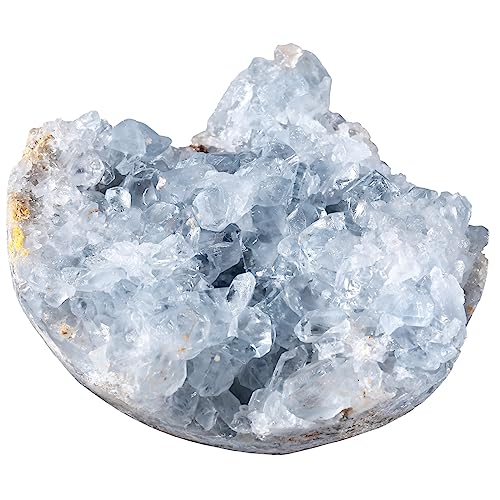 KYEYGWO 320-450g Natürlicher Blauer Celestite Druse Rohstück, Unregelmäßige Celestit Drusensegment Dekorative Steine Geode Drusenstück Kristall Quarz Cluster Specimen Mineral Ornamente KYEYGWO 320-450g Natürlicher Blauer Celestite Druse Rohstück, Unregelmäßige Celestit Drusensegment Dekorative Steine Geode Drusenstück Kristall Quarz Cluster Specimen Mineral Ornamente von KYEYGWO