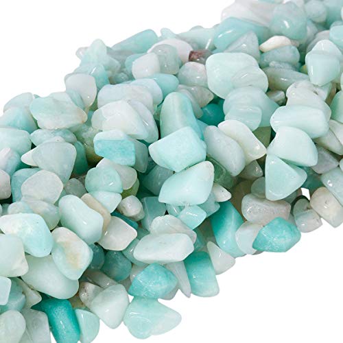 KYEYGWO Amazonite Gem Unregelmäßig Edelsteine Lose Perlen Strang, Getrommelt Stein Chip Kristall Trommelsteine für Schmuckherstellung und DIY Handgefertigt Craft, 83.8cm von KYEYGWO