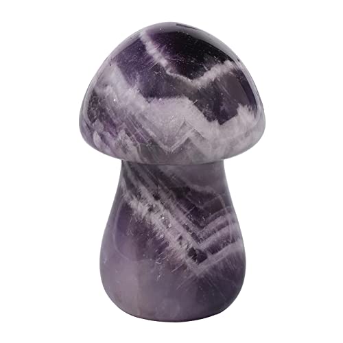 KYEYGWO Amethyst Mini Kristall Pilz Figur für Haus Decor, Hand Geschnitzte Stein Plize Statuen Niedliche Pilzform Taschensteine Fengshui Skulptur Heilstein Ornament für Glücksbringer, 3,7 cm Hoch von KYEYGWO