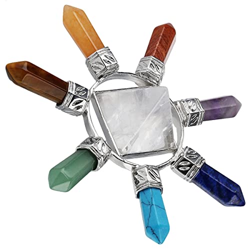 KYEYGWO Bergkristall Reiki Heilung Kristall Pyramide mit 7 Chakren Kristall Punkt, Energie Pyramiden Hexagonal Quarz Kristallpyramide Heilstein Ornament für Haus Decor, Chakra Balancing und Meditation KYEYGWO Bergkristall Reiki Heilung Kristall Pyramide mit 7 Chakren Kristall Punkt, Energie Pyramiden Hexagonal Quarz Kristallpyramide Heilstein Ornament für Haus Decor, Chakra Balancing und Meditation von KYEYGWO
