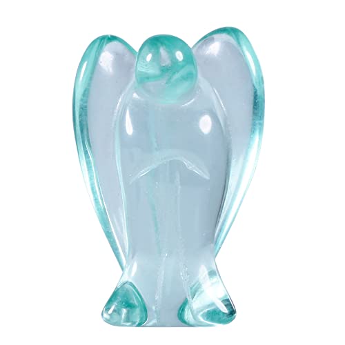 KYEYGWO Blau Glas Geschnitzte Edelstein Engel Figuren, Heilung Kristall Schutzengel Stein Talisman Taschenengel Statuen Friedensengel Skulptur Fengshui Ornament für Dekoration, 3.8 cm von KYEYGWO