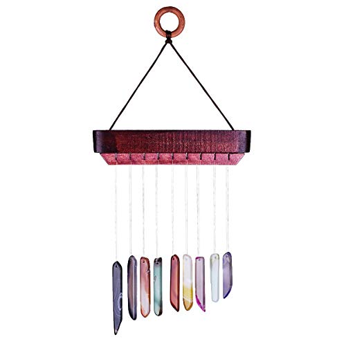 KYEYGWO Bunter Achat Scheiben Geode Windspiel Sun Catcher KristallsteinGlockenspiel Artwork für Hausgarten Dekoration 30-35 cm von KYEYGWO