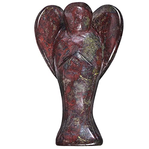 KYEYGWO Drachenblutstein Edelstein Engel Figuren, Heilung Kristall Schutzengel Talisman Mitnehmen Taschenengel Statuen Friedensengel Skulptur Glücksbringer Fengshui Dekoration Ornament 7.5 cm von KYEYGWO