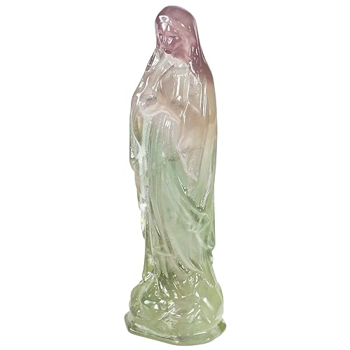 KYEYGWO Fluorite Kristall Jungfrau Maria Statue, Katholische Religiöse Mutter Gottes Maria Stein Skulptur für Haus Decor, Heilstiein Heilige Madonna Figur für Prayerful Inspiration und Sammlung von KYEYGWO