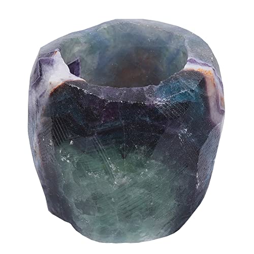 KYEYGWO Fluorite Natürlicher Oval Kristall Kerzenhalter Ornament, Heilung Stein Kerzenständer Polierte Edelstein Teelichthalter Modern Kerzenleuchter für Tischdeko Party Hochzeit Weihnachten von KYEYGWO