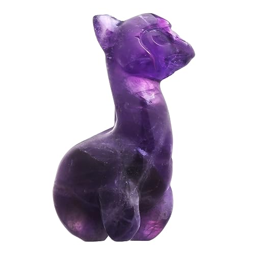 KYEYGWO Geschnitzte Amethyst Stein Alpaka Figur, Klein Kristall Alpakas Statue, Palm Taschensteine Heilstein Tierskulptur Glücksbringer Lama Sammlerfigur Talisman Ornament Haus Deko, 4,3 cm von KYEYGWO