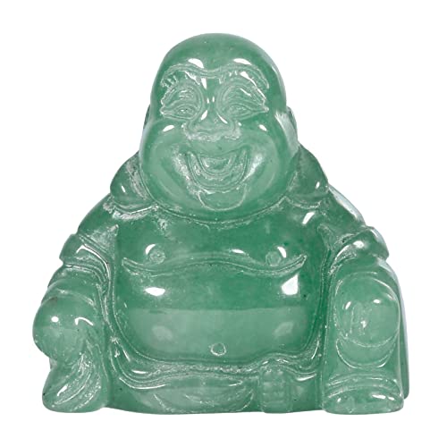 KYEYGWO Grüner Aventurin Geschnitzte Edelstein Lachender Buddha Figur, Heilung Kristall Glücksbuddha Stein Talisman Maitreyabuddha Statuen Fengshui Skulptur Ornament für Dekoration Glücksbringer von KYEYGWO