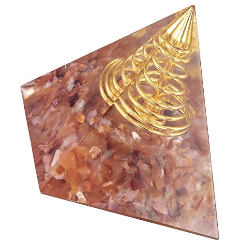 KYEYGWO Karneol Energie Pyramiden Edelstein mit Golddraht, Reiki Kristall Pyramide Heilstein für Chakra Heilnung, Meditation und Haus Dekoration von KYEYGWO