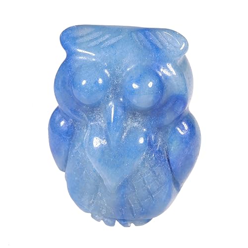 KYEYGWO Kristall Eule Figur für Haus Decor, Klein Blauer Aventurin Stein Käuzchen Statuen Heilstein Tierskulptur Talisman Palm Taschensteine Sammlerfigur Vögel Ornament, 3,1cm von KYEYGWO