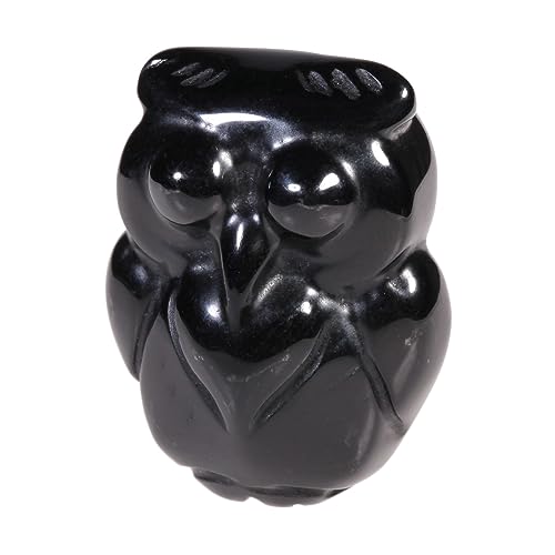 KYEYGWO Kristall Eule Figur für Haus Decor, Klein Obsidian Stein Käuzchen Statuen Heilstein Tierskulptur Talisman Palm Taschensteine Sammlerfigur Vögel Ornament, 3,1cm von KYEYGWO