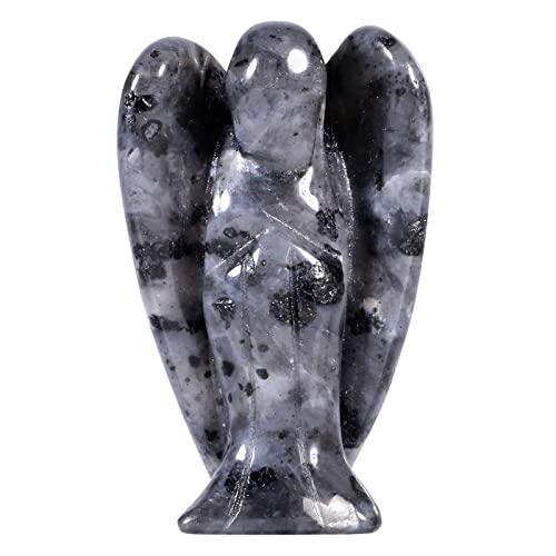 KYEYGWO Labradorit Geschnitzte Edelstein Engel Figuren, Heilung Kristall Schutzengel Stein Talisman Taschenengel Statuen Friedensengel Skulptur Fengshui Ornament für Dekoration Glücksbringer, 3.8 cm von KYEYGWO