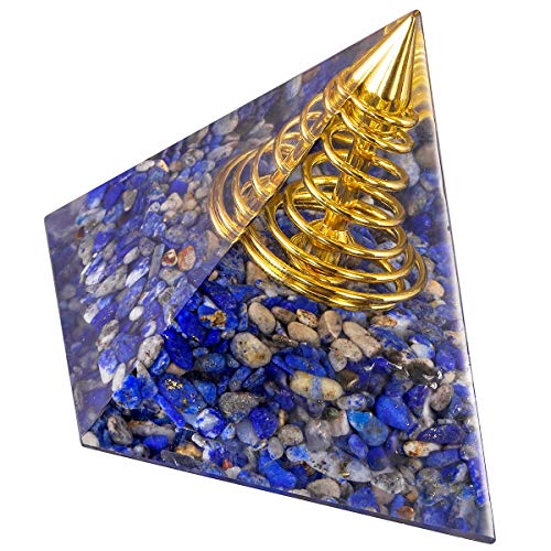 KYEYGWO Lapis Lazuli Energie Pyramiden Edelstein mit Golddraht, Reiki Kristall Pyramide Heilstein für Chakra Heilnung, Meditation und Haus Dekoration von KYEYGWO