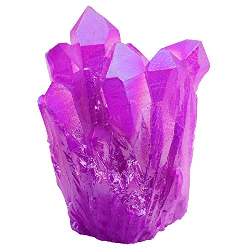 KYEYGWO Natürlicher Bergkristall Titan Beschichtet Kristall Quarz Cluster Specimen Edelstein Figur Dekoration, Unregelmäßige Naturstück Heilung Reiki Stein Deko, Hellviolett von KYEYGWO