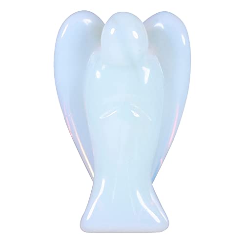 KYEYGWO Opalite Geschnitzte Edelstein Engel Figuren, Heilung Kristall Schutzengel Stein Talisman Taschenengel Statuen Friedensengel Skulptur Fengshui Ornament für Dekoration Glücksbringer, 3.8 cm von KYEYGWO