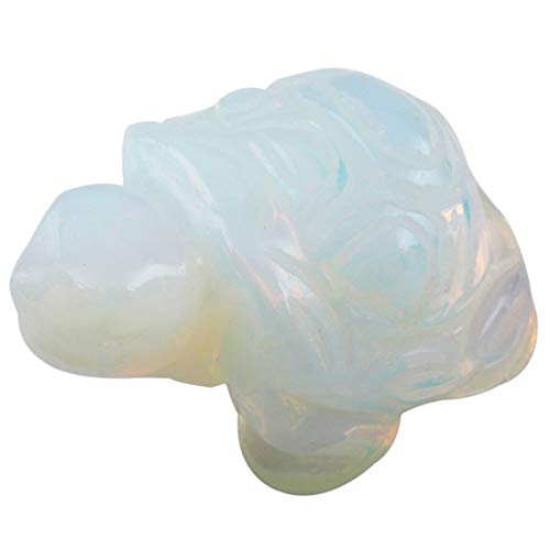 KYEYGWO Opalite Kristall Schildkröte Figur Edelstein, Hand Geschnitzt Schildkröte-Skulptur Reiki Heilung Stein Ornament Pocket Statue Fengshui Decor für Glücksbringer Amulett von KYEYGWO