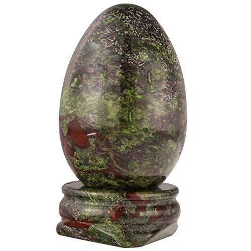 KYEYGWO Poliert Drachenblutstein Kristall Ei mit Stein Ständer, Oval Kugel Edelstein für Reiki Heilende und Dekoration von KYEYGWO