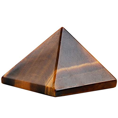 KYEYGWO Reiki Heilung Kristall Pyramide Edelstein, Energie Heilstein Pyramiden Fengshui Figuren für Spirituelle Meditation und Home Decoration, Tigerauge von KYEYGWO