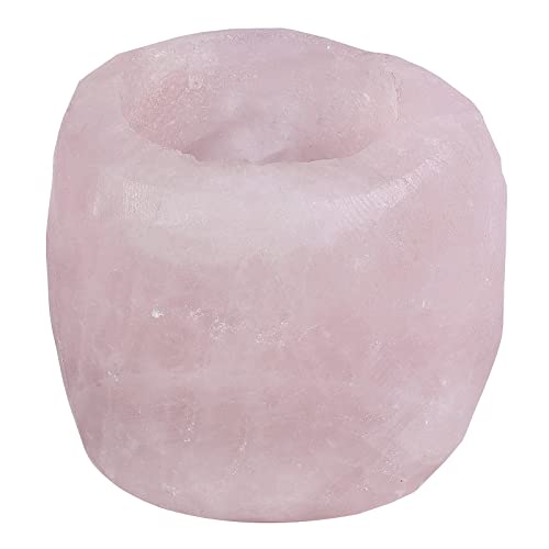 KYEYGWO Rosenquarz Natürlicher Oval Kristall Kerzenhalter Ornament, Heilung Stein Kerzenständer Polierte Edelstein Teelichthalter Modern Kerzenleuchter für Tischdeko Party Hochzeit Weihnachten von KYEYGWO