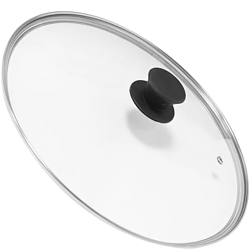 KYFGDLA Pfannendeckel 34cm Topfdeckel Universal | Glasdeckel mit Edelstahlfassung und Dampfloch | Hitzebeständiger Kunststoff Griff | Deckel ideal für jeden Haushalt Töpfe und Pfannen KYFGDLA Pfannendeckel 34cm Topfdeckel Universal | Glasdeckel mit Edelstahlfassung und Dampfloch | Hitzebeständiger Kunststoff Griff | Deckel ideal für jeden Haushalt Töpfe und Pfannen von KYFGDLA