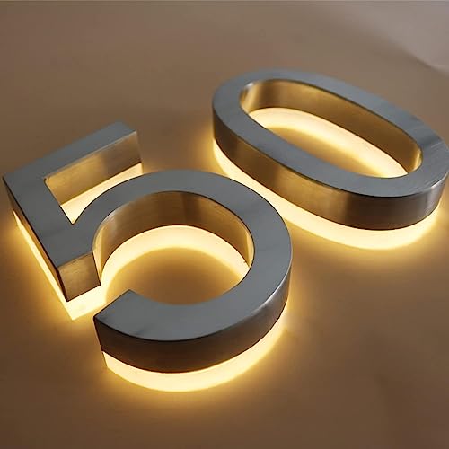 Von Hinten Beleuchtete LED-Hausnummern, Schwebende 3D-LED-Hausnummern, Beleuchtete Hausnummern Für Den Außenbereich, Modern. Warmweißes Licht von KYHATS