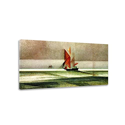 KYIMO Bilder auf Leinwand-Lyonel Feininger-Berühmte Gemälde Reproduktion-Baltic Schooner-Leinwandbilder für Wohnzimmer 50x90cm Gerahmt von KYIMO