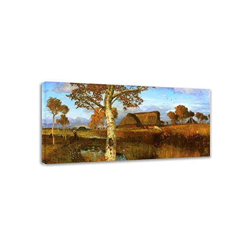 KYIMO Herbst im Moor, (Niedersachsen) von Otto Modersohn Berühmte Wandkunstdrucke Bilder Druck auf Leinwand Ölgemälde Leinwandbilder für Wohnzimmer 60x108cm gerahmt von KYIMO