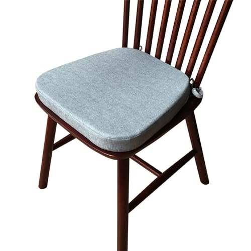 KYJSW 4er-Set Leinen Sitzkissen Mit Haltebändern Stuhlkissen Dicke Schaumstoff 3 cm/5 cm Anti-Rutsch Abnehmbar Und Waschbar (Hellblau,40x38x33x5 cm) von KYJSW