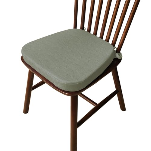 KYJSW 4er-Set Leinen Sitzkissen Mit Haltebändern Stuhlkissen Dicke Schaumstoff 3 cm/5 cm Anti-Rutsch Abnehmbar Und Waschbar (Hellgrau,40x38x33x3 cm) von KYJSW