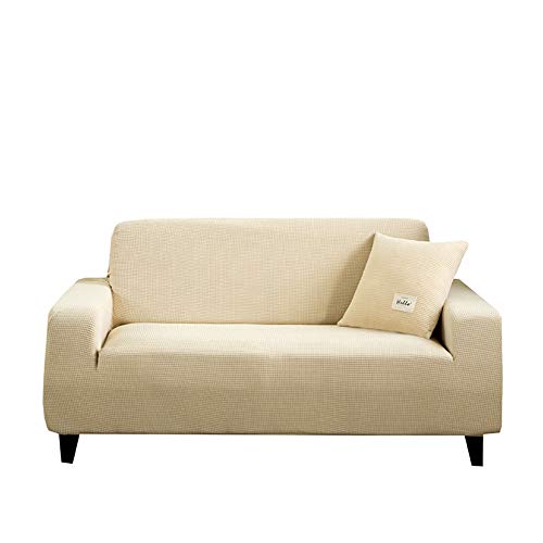 KYJSW Dicker Tartan-Sofabezug, Stretch Sofabezug 1 Stück, Spandex Elastische Antirutsch Sofahusse Couchbezug Sofaüberwurf Sofa Abdeckung (Beige,3 Sitze) von KYJSW